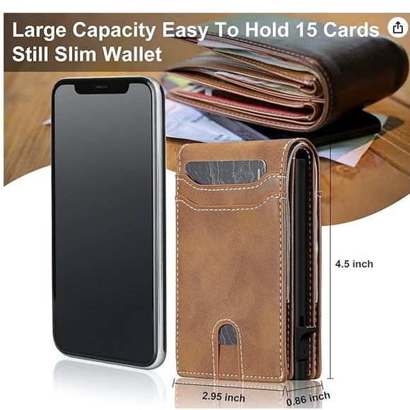 Wallet Smart Rfid Minimalist Front Pocket with ID Window, brown - Picture 2 of 7